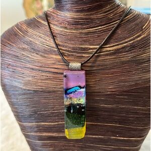 Handblown dichroic glass necklace